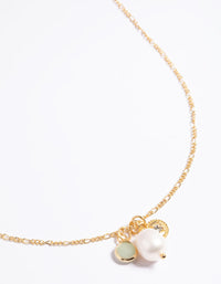 Gold Plated Coin & Freshwater Pearl Charm Necklace - link has visual effect only