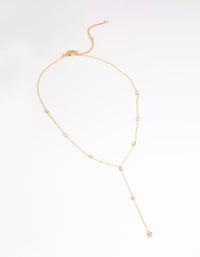 Gold Plated Cubic Zirconia Lariat Necklace - link has visual effect only