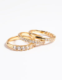 Gold Plated Cubic Zirconia Baguette Pack Ring - link has visual effect only