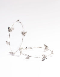 Rhodium 70cm Butterfly Hoop Earrings - link has visual effect only