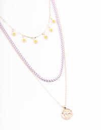 Rose Gold Daisy Butterfly Multi Row Necklace - link has visual effect only