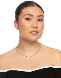 Rose Gold Diamante Butterfly Chain Earrings & Necklace - link has visual effect only