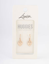 Gold Celestial Heart Huggie Earrings - link has visual effect only