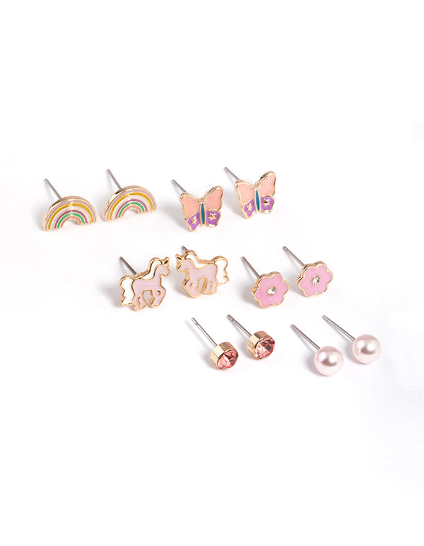 Kids Unicorn Garden Stud Earrings 6-Pack