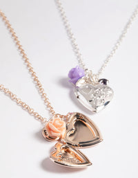 Kids Etched Heart Locket Necklace Pack - link has visual effect only