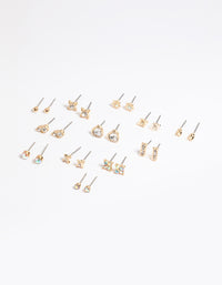 Gold Diamante Stud Earring 12-Pack - link has visual effect only