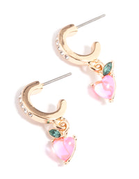 Gold Peach Diamante Hoop Earrings - link has visual effect only