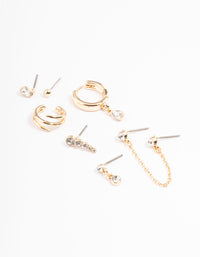 Gold Diamante Circle & Teardrop Mix Ear Stack - link has visual effect only