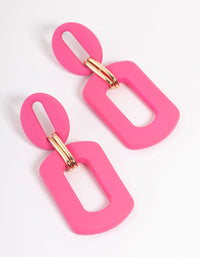 Gold Mini Rubber Link Drop Earrings - link has visual effect only