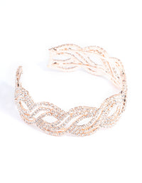 Rose Gold Twist Petal Diamante Cuff Bangle - link has visual effect only