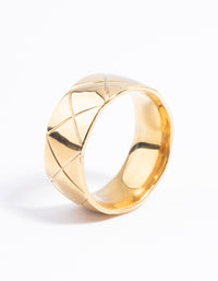 Gold Plated Stainless Steel Wide Woven Ring - link has visual effect only