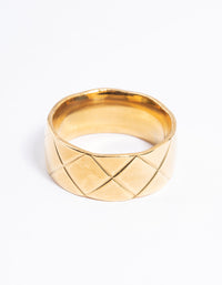 Gold Plated Stainless Steel Wide Woven Ring - link has visual effect only