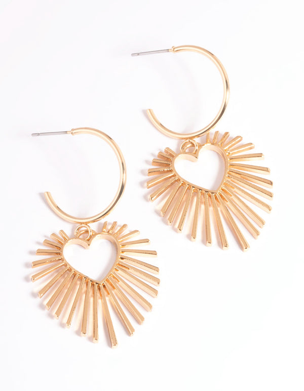 Drop Heart Spike Earrings