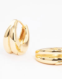 Gold Plated Double Hoop Huggie Earrings - link has visual effect only