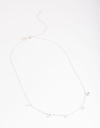 Silver Cubic Zirconia Droplet Necklace - link has visual effect only