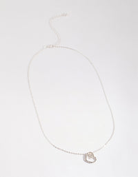 Silver Asymmetrical Diamante Heart Necklace - link has visual effect only