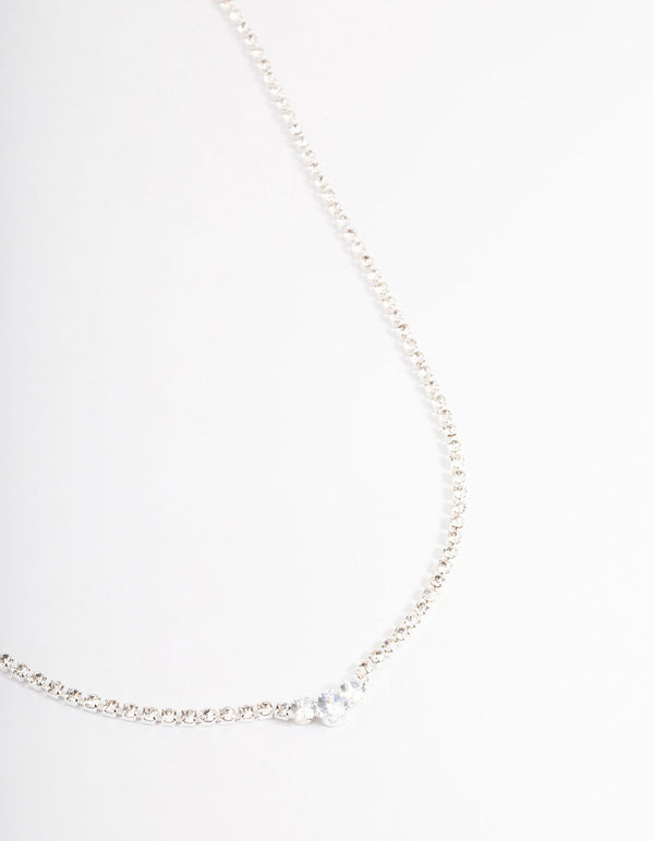 Silver Cupchain Diamante Necklace