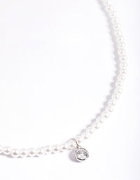 Rhodium Classic Pearl & Diamante Necklace - link has visual effect only