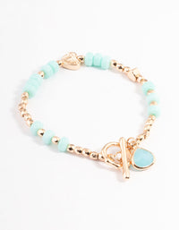 Gold Bead Enamel Heart Bracelet - link has visual effect only