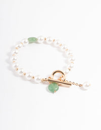 Gold Pearl & Bead T&O Bracelet - link has visual effect only