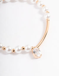 Gold Pearl & Bar Diamante Bracelet - link has visual effect only