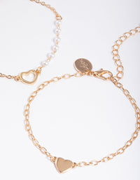 Gold Open Heart & Pearl Bracelet Pack - link has visual effect only