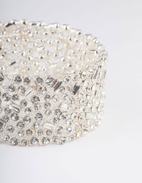 Silver Embellished Stone Stretch Bracelet - link has visual effect only