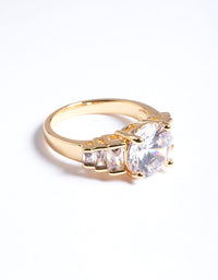 Gold Plated Cubic Zirconia Large Solitare Ring - link has visual effect only