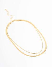 Gold Plated Small & Medium Mix Chain Two Layered Necklace - link has visual effect only