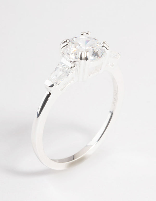 Sterling Silver Taper Engagement Ring