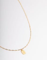 Letter I Gold Plated Rectangle Pendant Initial Necklace - link has visual effect only