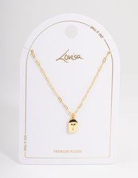 Letter 'T' Gold Plated Rectangle Pendant Initial Necklace - link has visual effect only