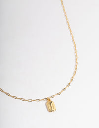 Letter H Gold Plated Rectangle Pendant Initial Necklace - link has visual effect only