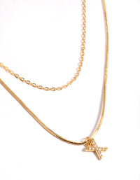 Letter X Gold Plated Layered Diamante Initial Necklace - link has visual effect only