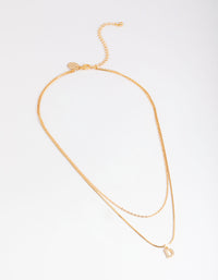 Letter D Gold Plated Layered Diamante Initial Necklace - link has visual effect only