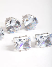 Rhodium Statement Stud Earrings Pack - link has visual effect only