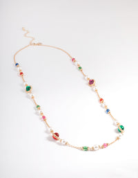 Gold Long Multi Bead Necklace - link has visual effect only