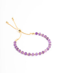 Gold Plated Amethyst Ball Bead Toggle Bracelet - link has visual effect only