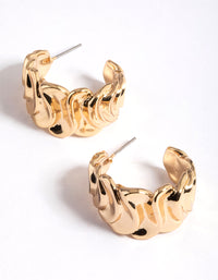 Gold Plated Brass Medium Molten Hoop Earrings - link has visual effect only