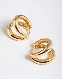 Gold Plated Brass Double Hoop Huggie Earrings - link has visual effect only