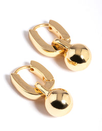 Gold Plated Brass Ball Drop Huggie Earrings - link has visual effect only