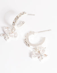 Silver Diamante Butterfly Hoop Earrings - link has visual effect only