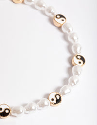 Gold Pearl & Peace Charm Anklet - link has visual effect only