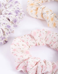 Fabric Pleated Flower Scrunchie Pack - link has visual effect only