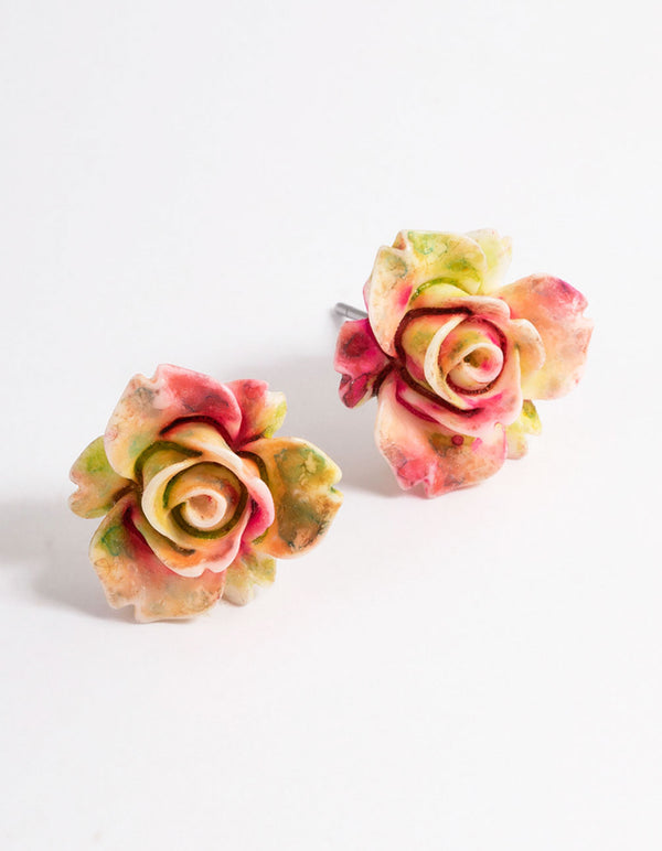 Large Rose Stud Earrings