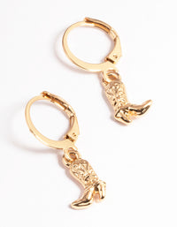 Gold Cowboy Boot Huggie Earrings - link has visual effect only