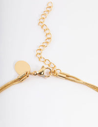 Waterproof Gold Plated Stainless Steel Thin Herringbone Two Layered Necklace - link has visual effect only