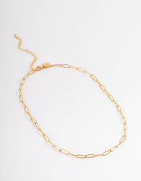 Gold Plated Stainless Steel Open Oval Link Necklace - link has visual effect only