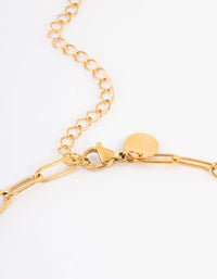 Gold Plated Stainless Steel Open Oval Link Necklace - link has visual effect only