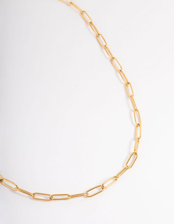 Gold Plated Stainless Steel Open Oval Link Necklace